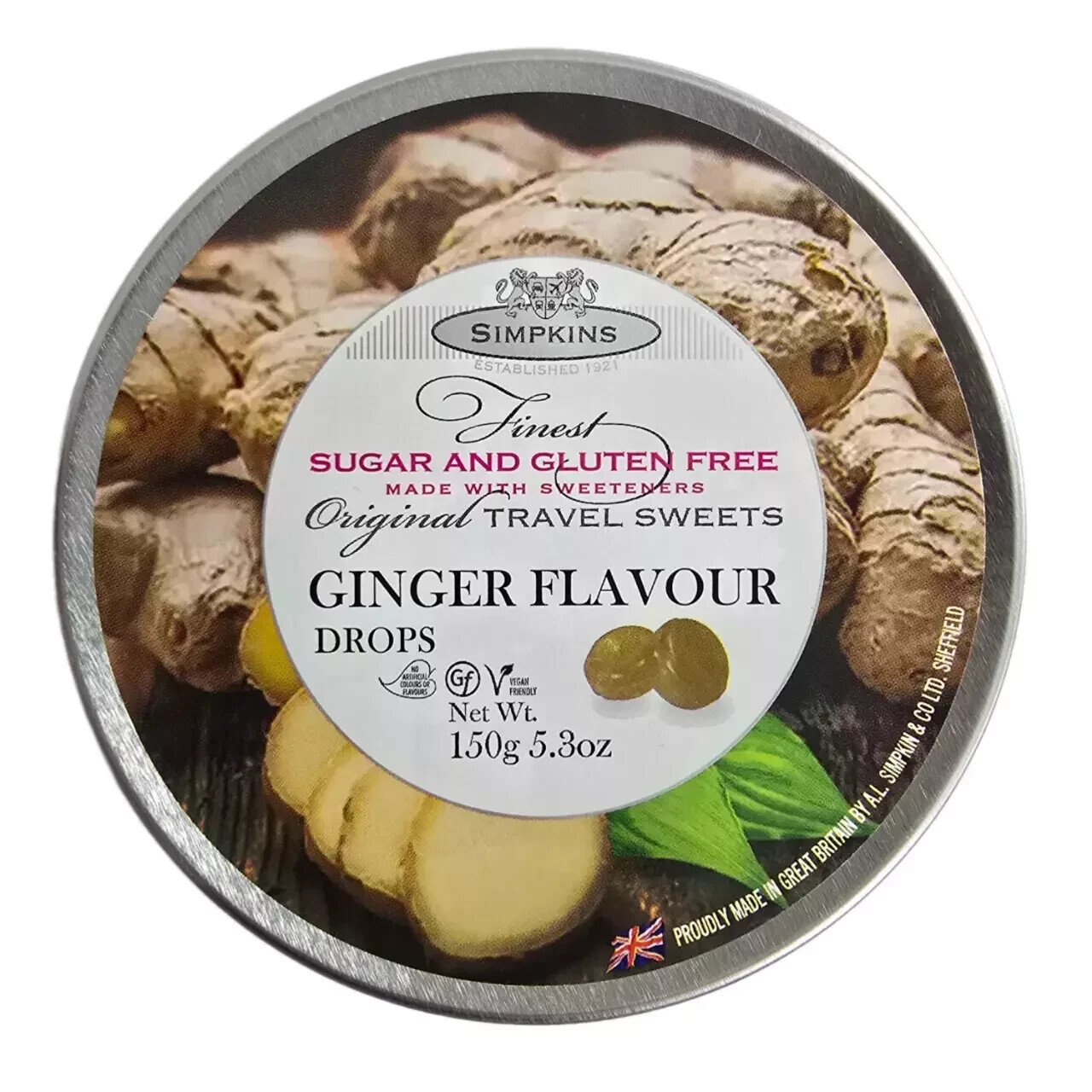 Simpkins Sugar Free & Gluten Free Ginger Drops 150g, Pack of 6