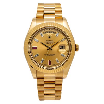 Rolex Day-Date II Presidential 41mm Diamond Ruby Dial Yellow Gold  218238