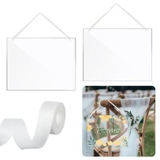 2 Pcs Clear Acrylic Hanging Sign 8.66"x11" Wedding Chair Signs Reserved Seati...