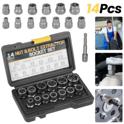 Muttern-Schrauben-Entferner Set 14-teilig - Rutschfester Extraktor Beschädigter Schrauben