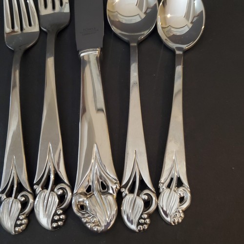 Towle Silver Woodlily Wood Lily Stainless Germany 5pc Set Dinner Fork Spoon - Picture 5 of 8
