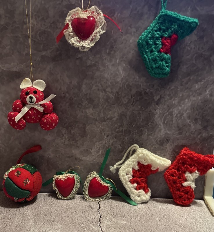 Lot Of 8 Vintage Handmade Christmas Ornaments