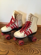 Vintage 70's 80's Braun Bilt Roller Skates White Red Size 4 - 6