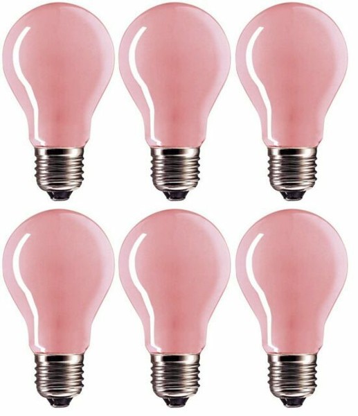 (pack of 6) 60 Watt A19 Soft Pink Incandescent Medium Base Light Bulb