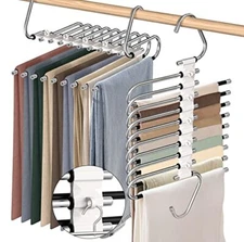 9 Layers Pants Hangers Space Saving 2 Pack Multifunctional Pant Rack Stainles...