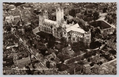 RPPC Canterbury Cathedral from SE - England UK Aerial View Postcard a22071
