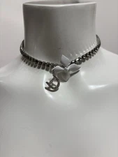 Vtg Christian Dior by John Galliano Silver Crystal Cherry Blossom Choker