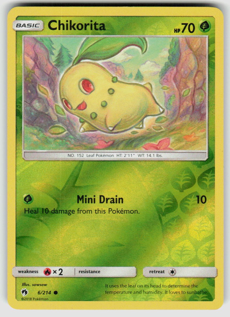 CHIKORITA 6/214 LOST THUNDER COMMON REVERSE HOLO POKEMON