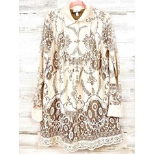 Anna Sui 20th Anniversary Lace Mini Dress Womens L Cream Tan Boho Designer