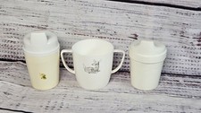 Vintage Baby Training Cups Set of 3 Plastic USA Made Sippy Cups