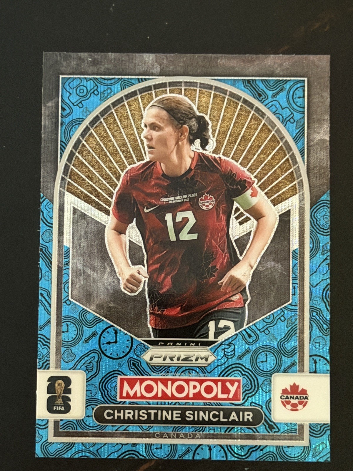 2026 Panini Prizm Monopoly FIFA World Cup Christine Sinclair #100 Blue Wave