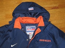 Vintage Nike Pro-Line Label - DENVER BRONCOS Zippered XL Winter Jacket w/ Hood