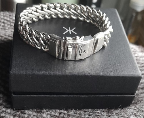Kuzzoi Buddha Bracciale Da Uomo In Perle Di Agata Di Colore Blu Perline Organiche In Argento Sterling 769935