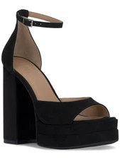 INC Womens Black 1-1/2" Platform Arya Square Toe Block Heel Heeled Sandal 10 M