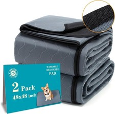 2 Washable Pee Pads, 48" x 48", Reusable Puppy Pads, Dog Training Pads