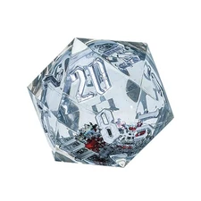 Large 54mm D20 Snowglobe - Silver Ink with Colorful Snowflake
