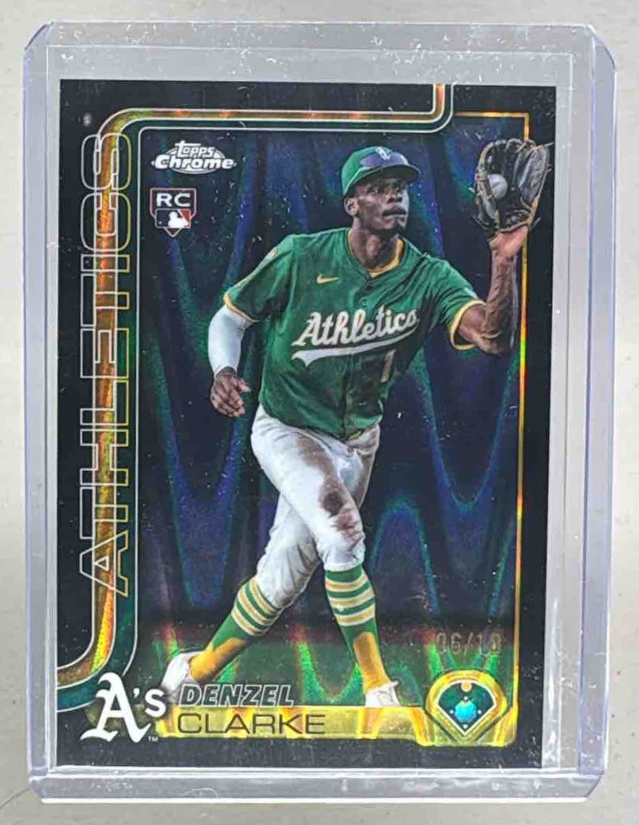 Denzel Clarke 2025 Topps Chrome Update #USC15 Black RayWave Refractor RC /10