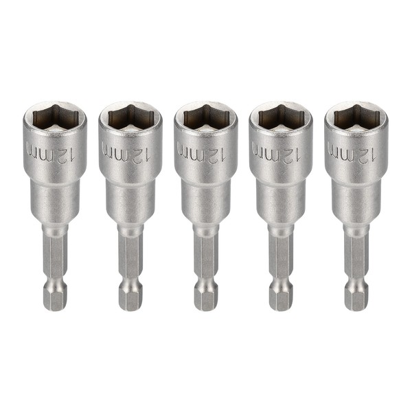 "5X Nussbohrer 12Mm 1/4\" 6Kant 65Mm Magnet Grau"-image