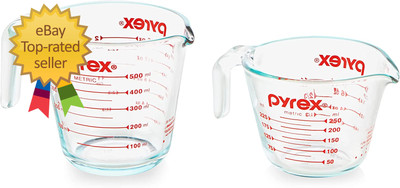 Pyrex Essentials (2-Pack) Glass Measuring Cups Set, (1 & 2 Cup) Measuring Cups f