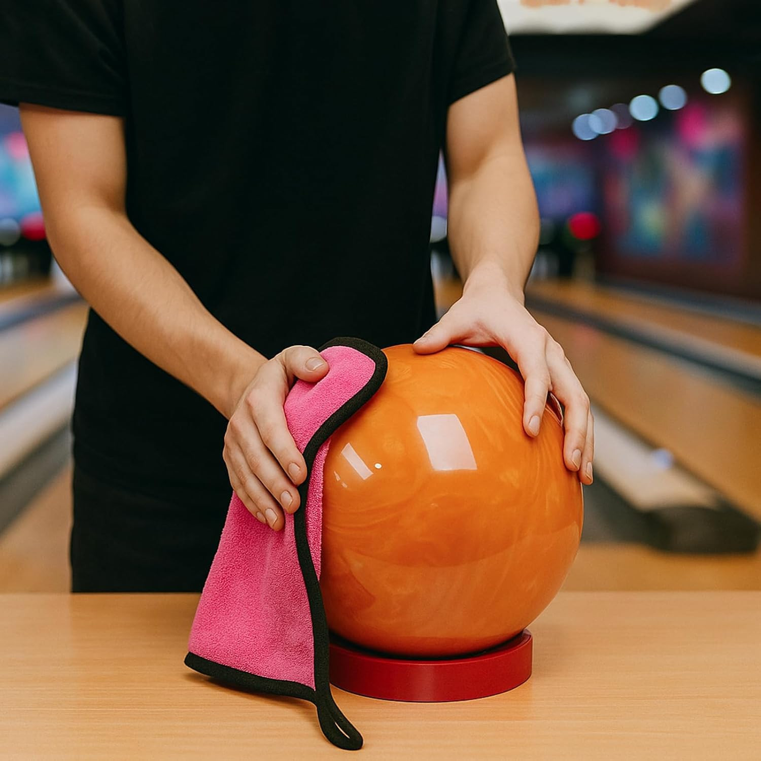 Red Bowling Ball Spinner,Bowling Ball Cup with 2 Towel Set + 8 Rotating Beads +