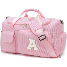 Pink Initial A Kids Travel Duffle Bag Womens Girls Dance Gym Shoe Compartment