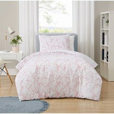 Truly Soft Twin/Twin XL Printed Bow Duvet Cover Set Pink/White