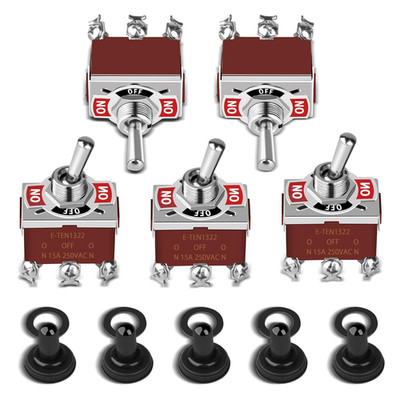 5-Pack DPDT Waterproof Toggle Switch, 12V DC 30A for Marine & Auto Use