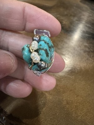 Double Up Turquoise and Mother of Pearl Ring