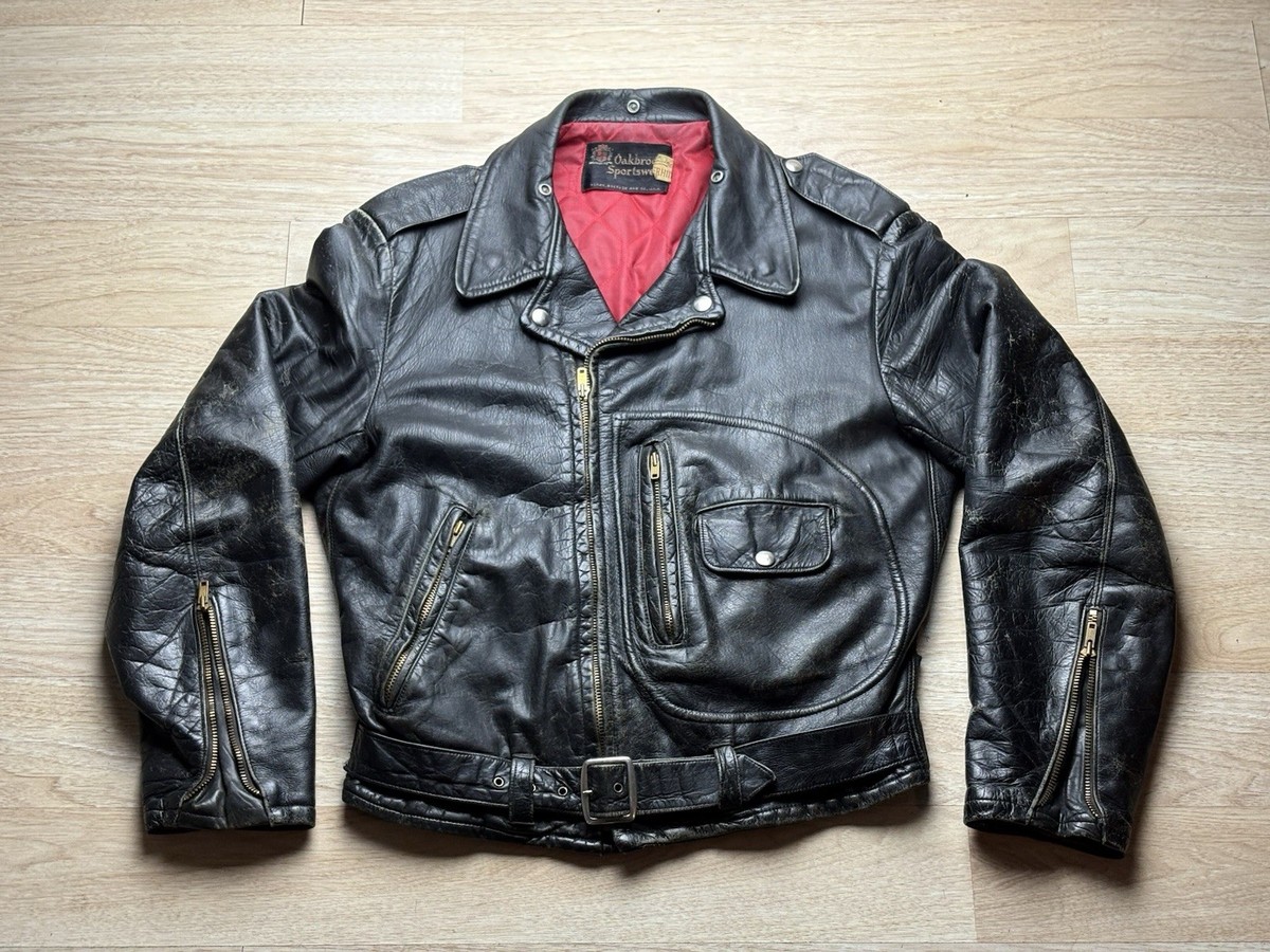 60s シアーズローバック Oakbrook レザージャケット 革ジャン Vintage 60s Sears Oakbrook D Pocket biker Leather Jacket
