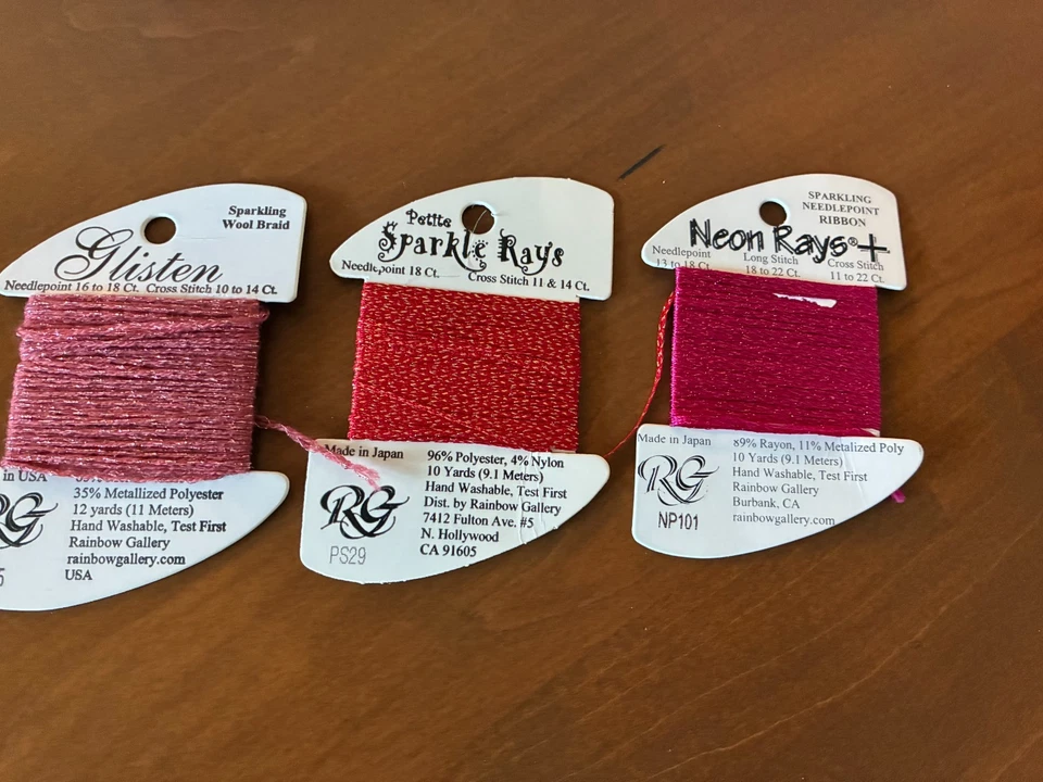 Needlepoint Embroidery Thread Lot of 7 Asst Color Metallic Rainbow Gallery - Image 2 of 3