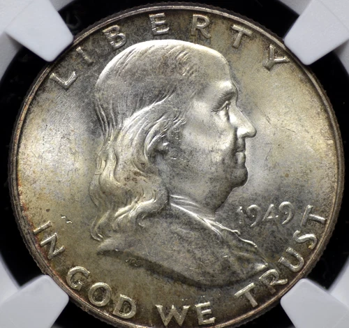 1949 FRANKLIN HALF DOLLAR NGC MS 64 FULL BELL LINES FULL STRIKE AND AN ORIGINAL