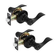 Door Lever Heavy Duty Matte Black Left/Right 2 Pack Round Base Black Privacy