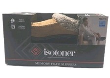 isotoner Men's Memory Foam Slippers Cognac Sz L 9.5-10.5 NIB