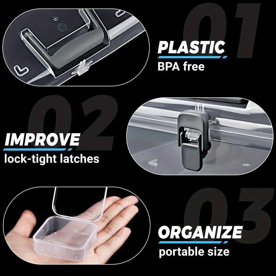 Scatola Portaoggetti per Perline con Manico, 24 Pezzi Contenitori Rettangol2068 - Immagine 3 di 4