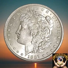 1887 S Morgan Silver Dollar Bright with Excellent Luster BU Full Breast Feathers