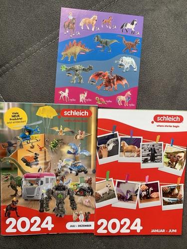 SCHLEICH 2024 °° Prospekt °° Heft °° Ungelesen °° Katalog °° 2 Hefte + Sticker