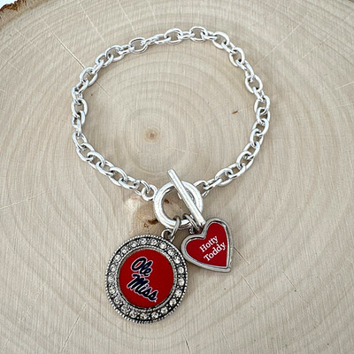 Ole Miss Womens Chain Charm Bracelet Rebels