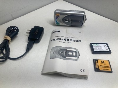 Nikon CoolPix 3500 3.2MP Digital Camera Memory Card Charger Battery Tested