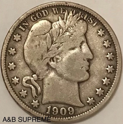 1909 O Barber Half Dollar Better Date F-VF Fine-Very Fine 90% Silver