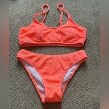 Bright Orange Bikini  with Strap Adjustable Top  Cheeky Bottoms