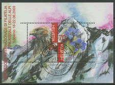 Switzerland 2003 Ticino Bri-border Corner Eagle Mont Dolent Block 33 Stamped (C96301)