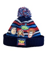 Disney Toy Story Hat Beanie Toddler 18-24M Blue Pom Knit Buzz Woody Boys Winter