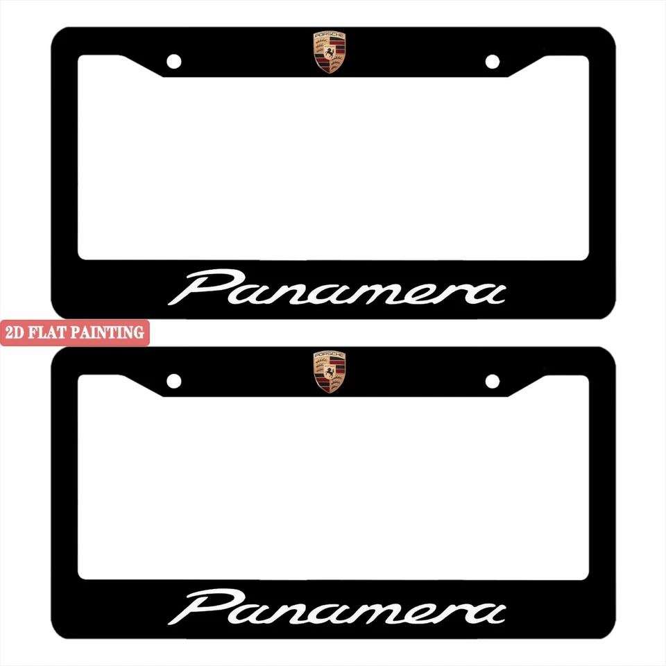 Porsche 2 Pack Black Aluminum License Plate Frame with Screw Caps - Image 2 of 4