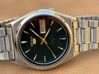 Vintage Seiko 5 Automatic 21 Jewels Black Dial Japan Made Spares/Repair (466)