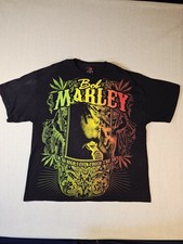 BOB MARLEY TSHIRT SIZE XL Zion Rootswear Tag Black Graphic Print