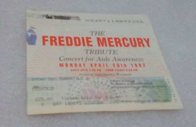 Freddie Mercury ticket  20 April 1992 Concert for Aids Awareness original