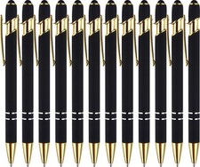 12 Pack Black Gold Ballpoint Pen with Stylus ...