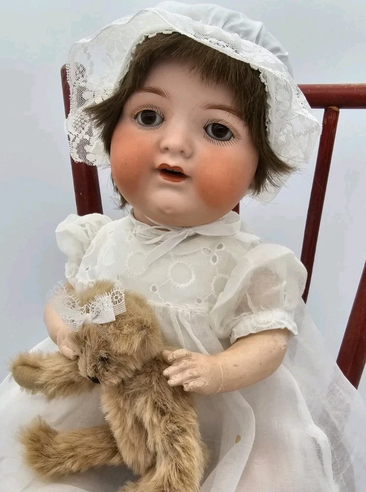 Antique Sweet German Bisque Baby Doll By Armand Marseille "Happy Tot" Mold 990  - Image 2 of 4