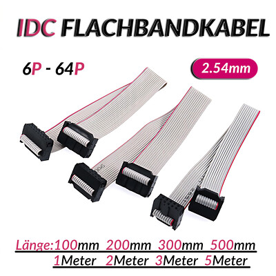 Buchse IDC Flachbandkabel 2.54MM Pitch Verbindungskabel 6-64 Polig Länge 0.1M-5M