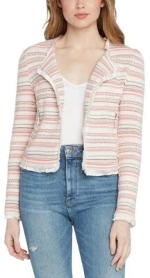 /LX009/ Willow & Clay Frayed Hem Cropped Knit Cardigan Jacket Multi Sz S $120 - Image 1 of 2